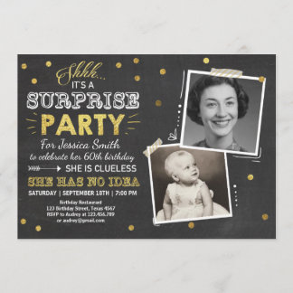 Überraschung Geburtstag Einladung Chalkboard Gold