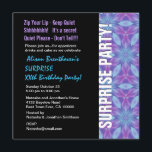 ÜBERRASCHUNG Geburtstag Lila und Blauer Blumenstra Einladung<br><div class="desc">Diese moderne Lila Flora ist eine elegante Art, Ihre Gäste zu einer SURPRISE Geburtstagsparty einzuladen. Alle Texte sind individuell anpassbar. Sie können die Hintergrundfarbe oder die Textfarbe für ein anderes Aussehen ändern. Obwohl dieses Design auf einem Grundpapier ist, empfehle ich das eisgeduftete Metallpapier, das Ihren Einladungen einen festlichen Schimmer und...</div>