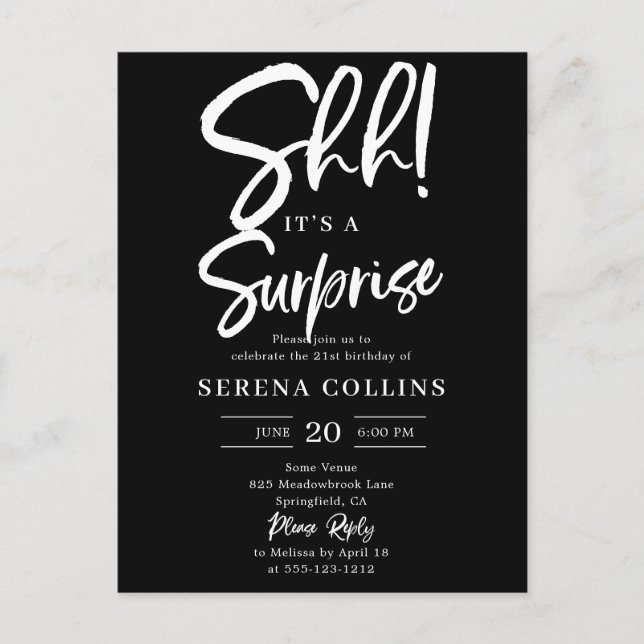 Überraschung Geburtstagskalligraphie Postkarte (Vorderseite)