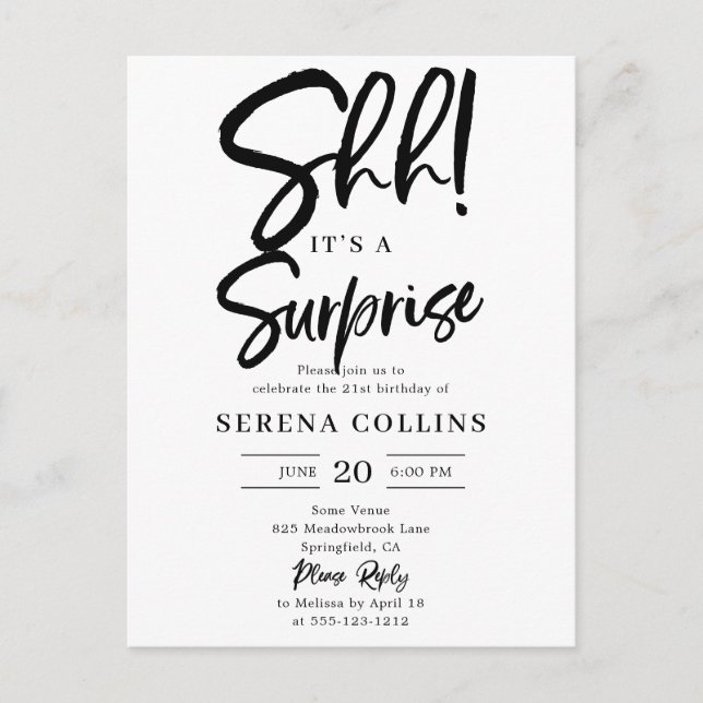 Überraschung Geburtstagskalligraphie Postkarte (Vorderseite)