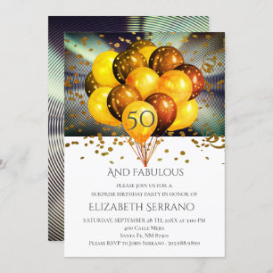 Überraschung Geburtstagsparty Balloons Glitzer   J Einladung