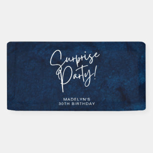 Überraschung Geburtstagsparty Navy Blue Watercolor Banner