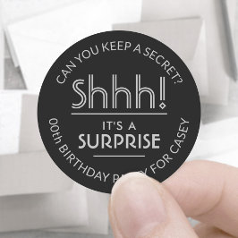 Überraschung Geburtstagsparty Shhh! Stilvoll Schwa Runder Aufkleber