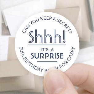 Überraschung Geburtstagsparty Stilvolles Weiß & Na Runder Aufkleber