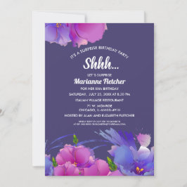 Überraschung Geburtstagsparty. Wasserfarbene Flora Einladung