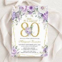 Überraschung Gold 80. Geburtstag Staubig Lila Blum