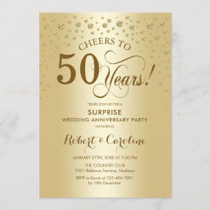 Überraschung Golden 50 Jahre Jubiläumsfeier Einladung