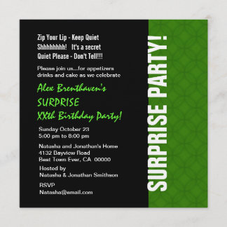 ÜBERRASCHUNG Jahr-Geburtstag modernes hellgrünes Einladung