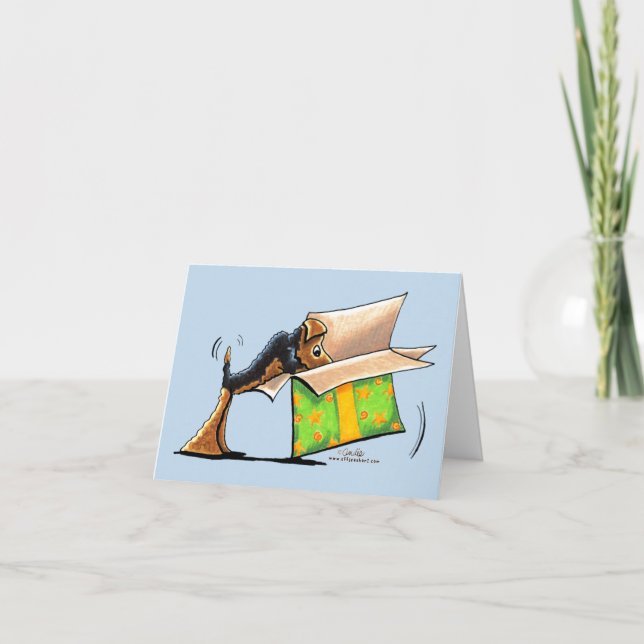 Überraschung Me Airedale Welsh Terrier Feiertagskarte (Vorderseite)