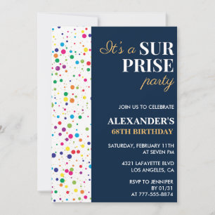 Überraschung Party Confetti Navy 68. Geburtstag Einladung