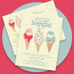 Überraschung Party Eiscreme 60. Geburtstag Einladu Postkarte<br><div class="desc">Neu im Sommer 2024. Unsere Einladung "Ice Cream,  You Scream We All Scream Surprise!" Postkarte. Drei Retro-Aquarelleiskäse mit patriotischem Rot,  Weiß und Blau-Eis und Sprinklen stehen im Zentrum der Bühne über den Details Ihrer Geburtstagsparty.</div>