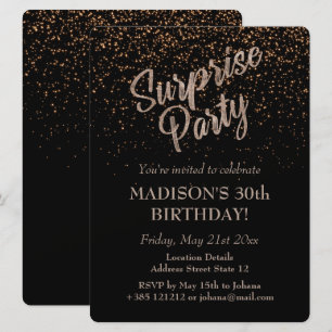 Überraschung Party Geburtstag Gold Glitzer Einladung