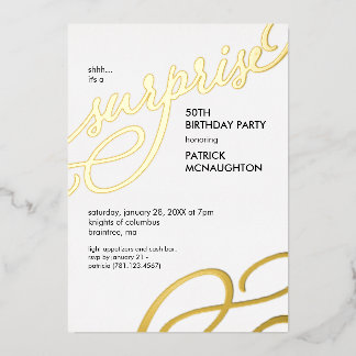 Überraschung Party Gold Foil Einladung