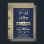 Überraschung Rente Party Shhh! Navy Blue & Gold Save The Date<br><div class="desc">Kannst du ein Geheimnis behalten haben? Laden Sie Kollegen, Mitarbeiter, Familie und Freunde zu einer eleganten und aufregenden Überraschungsfeier in den Ruhestand mit maßgeschneiderten Marineblau und Imitat Goldfolie Save the Date Party Einladungen. Alle Formulierungen auf dieser Vorlage ist einfach zu personalisieren, einschließlich der Nachricht, dass "Shhh! Es ist ÜBERRASCHEND." Das...</div>