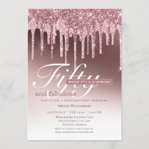 Überraschung Rosa Glitzer Fünfzig und fabelhaft Ge Einladung