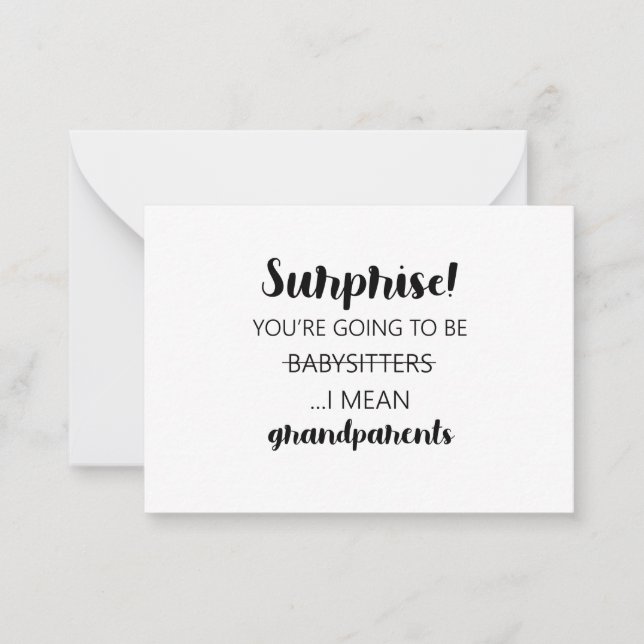 Überraschung Sie werden Babysitter sein, ich Gemei Mitteilungskarte (Vorderseite)