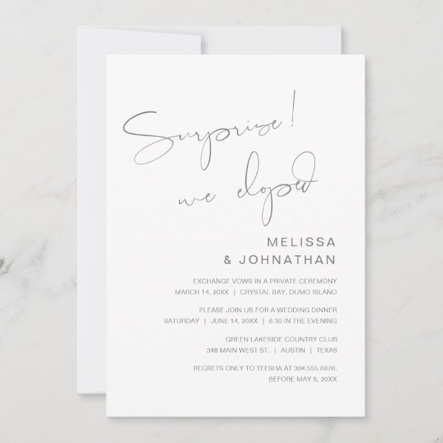 Überraschung, wir entwickelten, Hochzeitsfeier-Par Einladung (Vorderseite)