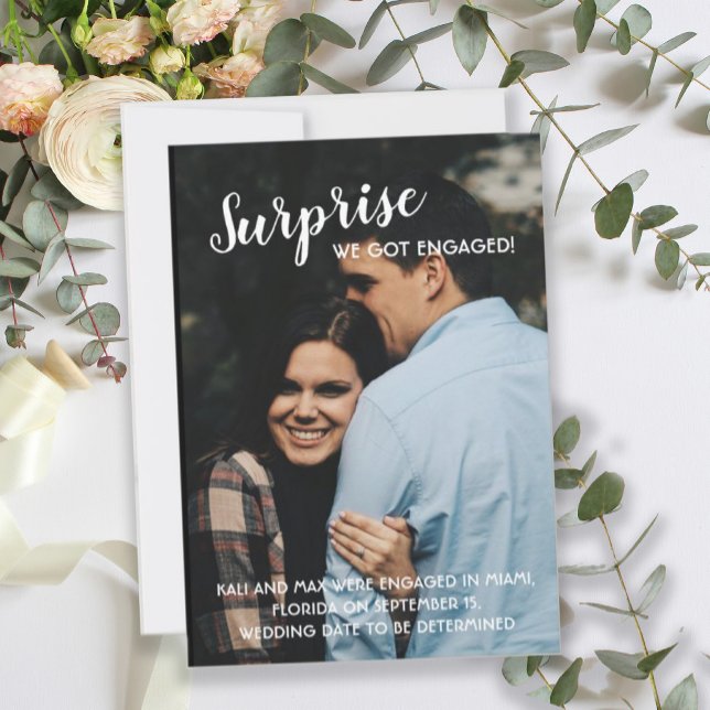 Überraschung Wir Got Verlobte Verlobung Foto Einladung (Von Creator hochgeladen)