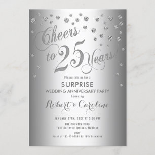 Überraschung zum 25. Hochzeitstag - Silber Einladung