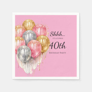 Überraschung zum Geburtstag in Rosa, Silber und Go Serviette
