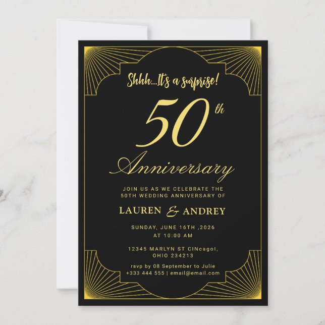 Überraschung zur 50. Hochzeitstag-Feier Einladung (Vorderseite)