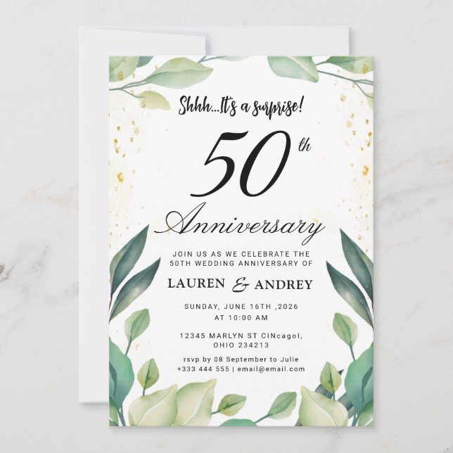 Überraschung zur 50. Hochzeitstag-Feier Einladung (Vorderseite)