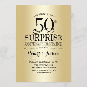 Überraschung zur 50. Hochzeitstag - Gold Einladung