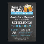 Überraschungs-Beifall-und Bier-40. Einladung<br><div class="desc">Überraschungs-Beifall-und Bier-40. Geburtstags-Einladungs-Karte. Erwachsener Geburtstag. Blau. 16. 18. 21. 30. 40. 50. 60. 70. 80. 90. 100. Irgendein Alter. Für weitere Kundenbezogenheit klicken Sie bitte "besonders anfertigen es" Knopf und benutzen unser Entwurfswerkzeug,  um diese Schablone zu ändern.</div>