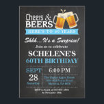 Überraschungs-Beifall-und Bier-60. Einladung<br><div class="desc">Überraschungs-Beifall-und Bier-60. Geburtstags-Einladungs-Karte. Erwachsener Geburtstag. Blau. 16. 18. 21. 30. 40. 50. 60. 70. 80. 90. 100. Irgendein Alter. Für weitere Kundenbezogenheit klicken Sie bitte "besonders anfertigen es" Knopf und benutzen unser Entwurfswerkzeug,  um diese Schablone zu ändern.</div>
