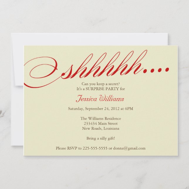 Überraschungs-Party Einladung (Vorderseite)