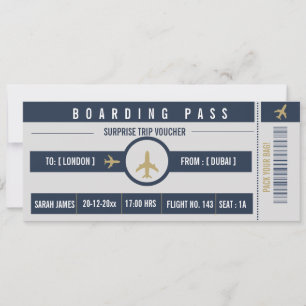 Überraschungs-Urlaubs-Boarding-Pass-Ticket Falsche Einladung