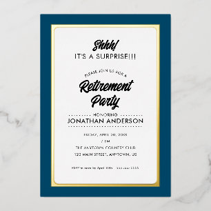 Überraschungsabschiedsparty Einfach Gold Folieneinladung