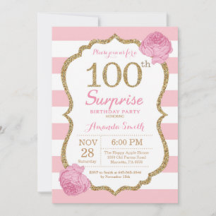 Überraschungseinladung zum 100. Geburtstag in Rosa Einladung