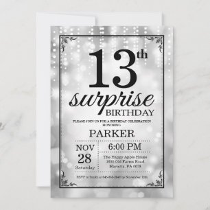Überraschungseinladung zum 13. Geburtstag Silber G Einladung