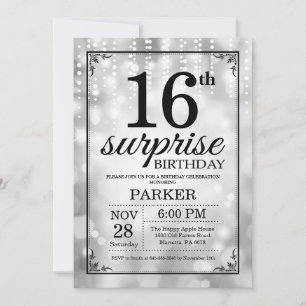 Überraschungseinladung zum 16. Geburtstag Silber G Einladung