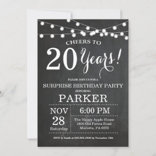 Überraschungseinladung zum 20. Geburtstag auf Schu Einladung