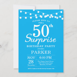 Überraschungseinladung zum 50. Geburtstag Blau Einladung