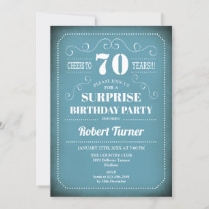 Überraschungseinladung zum 70. Geburtstag - Blau W Einladung