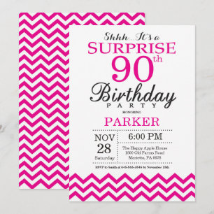 Überraschungseinladung zum 90. Geburtstag Hot Pink Einladung