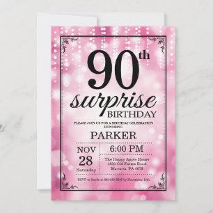 Überraschungseinladung zum 90. Geburtstag Pink Gli Einladung