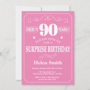 Überraschungseinladung zum 90. Geburtstag Rosa und Einladung