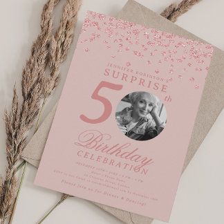 Überraschungsfoto 50. Geburtstag Rose Gold Rosé Einladung