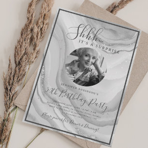 Überraschungsfoto 50. Geburtstag Silbermarmor  Einladung