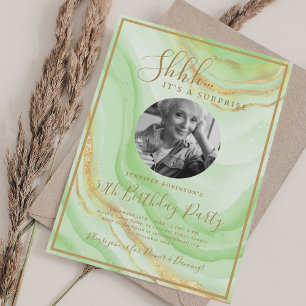 Überraschungsfoto 50. Geburtstagsfeier Grüner Marm Einladung