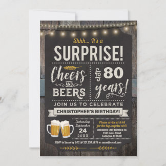 Überraschungsjubeln und Biere 80. Geburtstag Einla Einladung