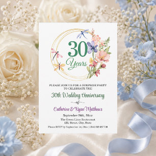 Überraschungsparty 30. Hochzeitstag Floral Einladung