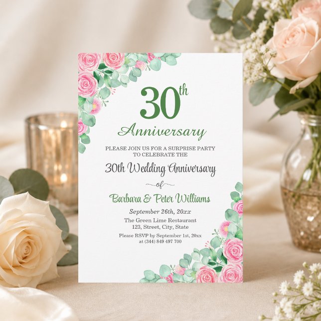 Überraschungsparty 30. Hochzeitstag Rosen Einladung (Von Creator hochgeladen)