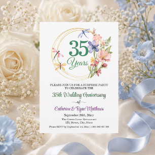 Überraschungsparty 35. Hochzeitstag Floral Einladung