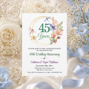 Überraschungsparty 45. Hochzeitstag Floral Einladung
