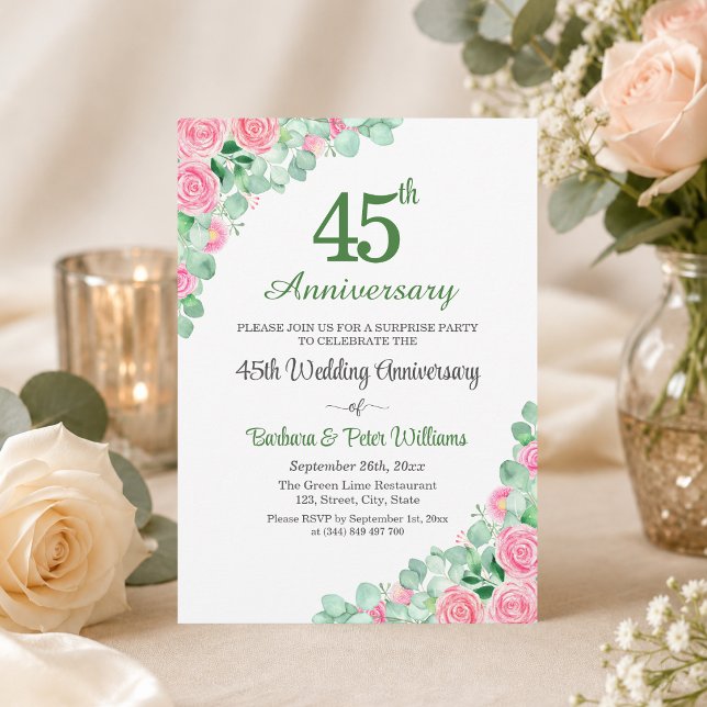 Überraschungsparty 45. Hochzeitstag Rosen Einladung (Von Creator hochgeladen)
